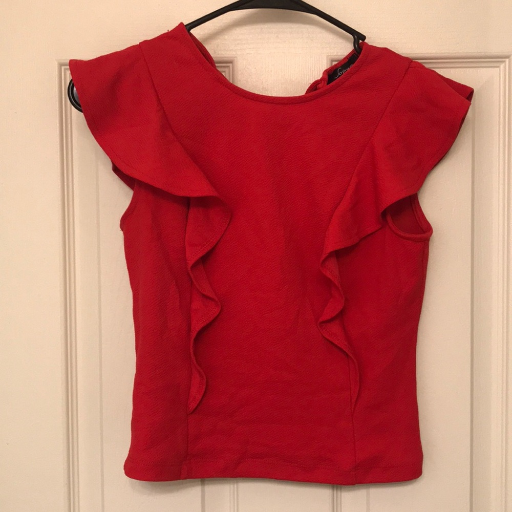 Red ruffed crop top